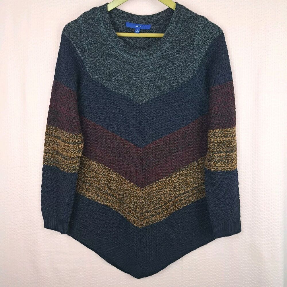 Apt. 9 Colorblock Sweater Dark Brown Knit Long Sleeve Size S